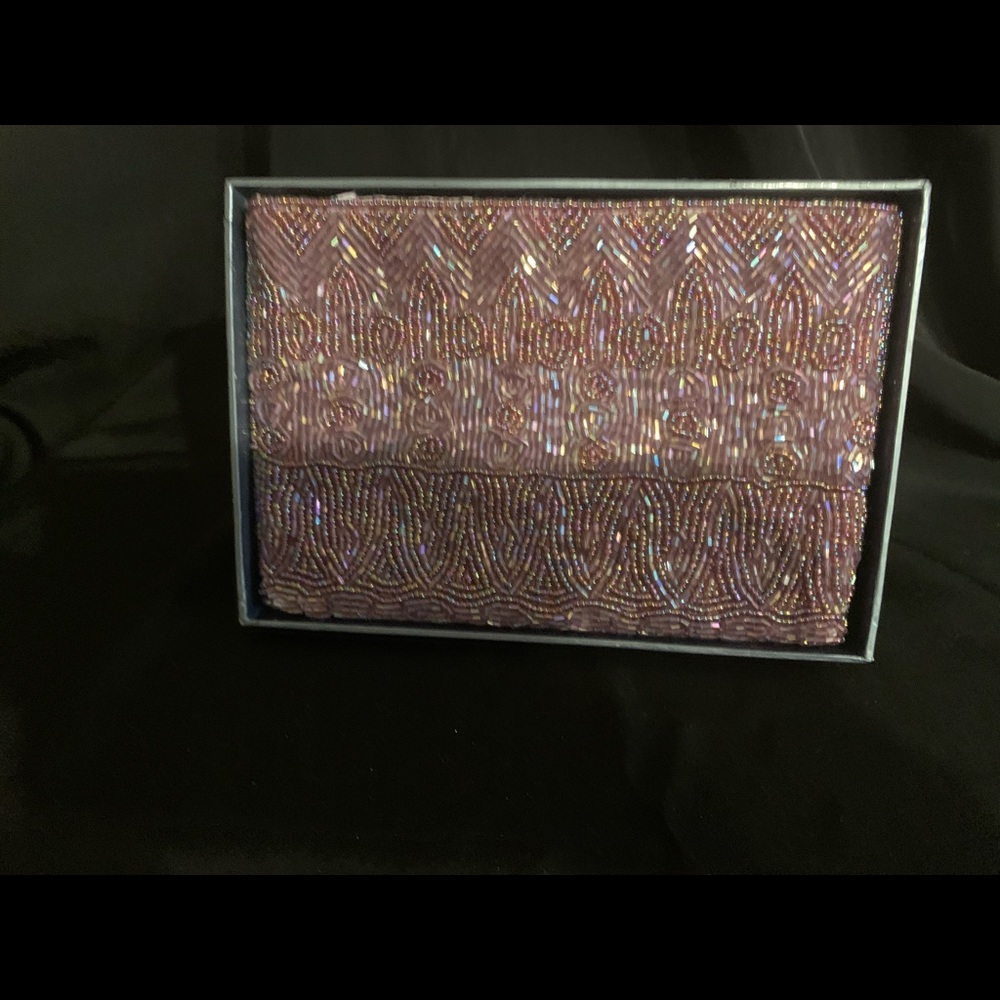 Beautiful beaded clutch purple
